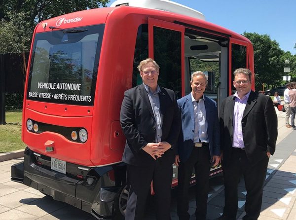 electric AV shuttle, Martin Thibault, Jacques Léonard, and Martin Chevrier