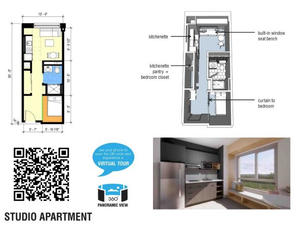 Floor plans of a studio apartment