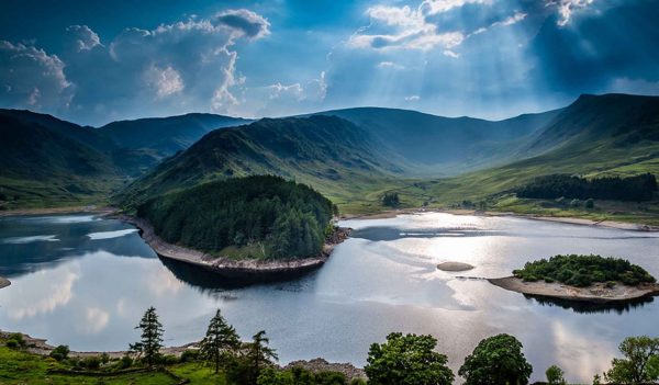 Sun rays on Haweswater, The Lake District, Cumbria, England