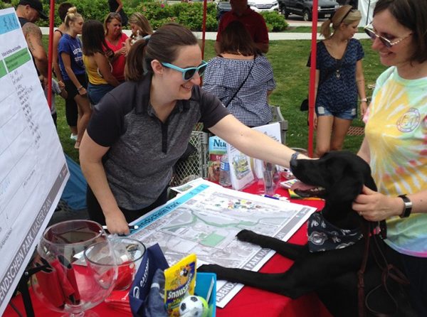 lady petting dog