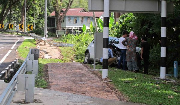 car crashed off road