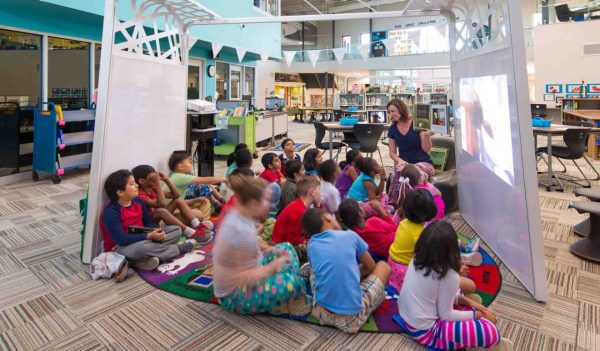 children in library