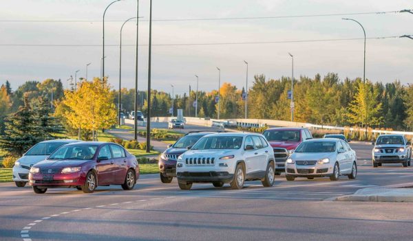 Multiple vehicles on urban highway