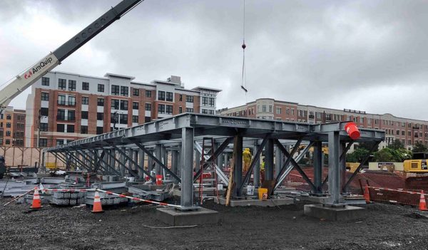 Elevated substation under construction