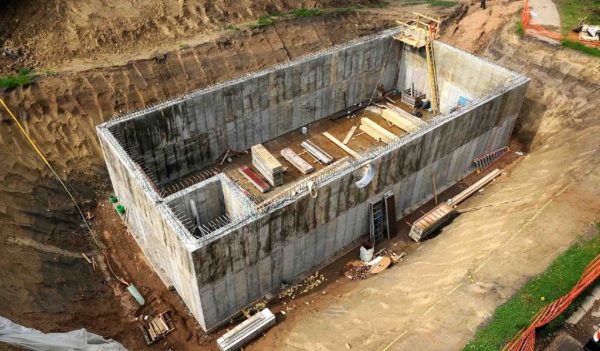 Looking down on Northwood Lake stormwater vault construction.