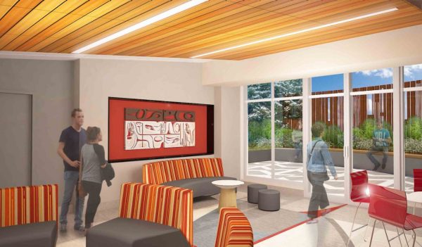 Indigenous healthcare facility interior rendering