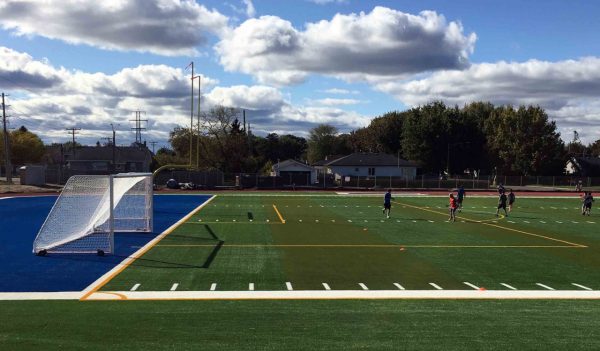 Players on an athletic field