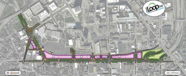 site map with purple and green overlay