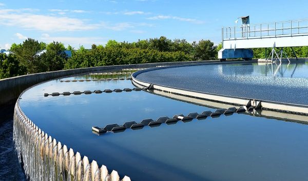 Ponds at a water treatment plant.