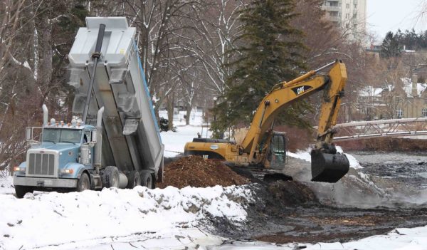 Machinery moving soil