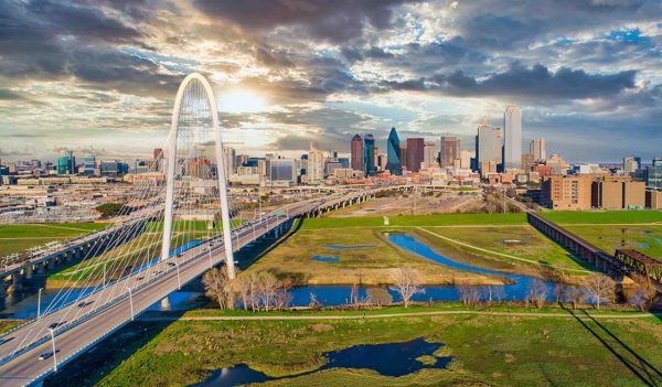 Dallas Texas TX Downtown Drone Skyline Aerial.