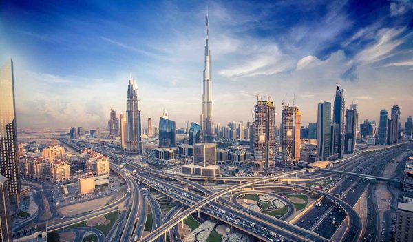 Dubai skyline in the evening