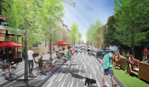 Rendering of walkable street