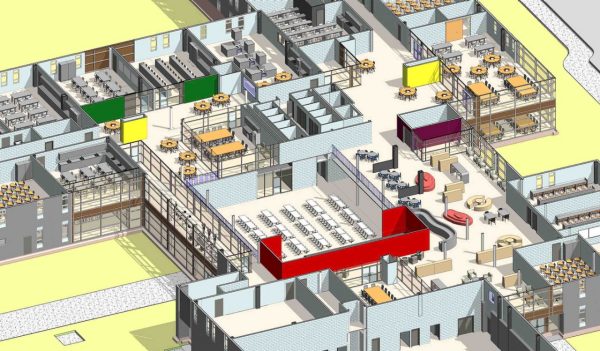 3D rendering of building floorplan