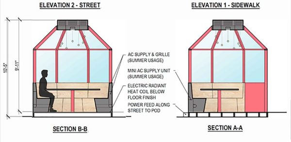 Nosh pod interior elevation drawing