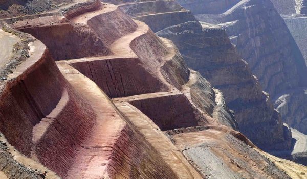 Close up view of layes of the Super Pit mine in Kalgoorlie