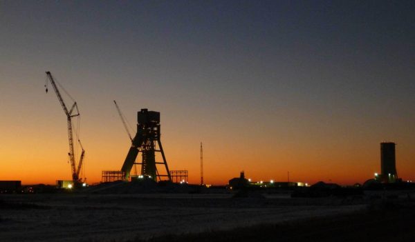 Mining shaft at night