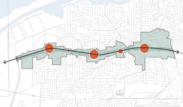 Graphical map of proposed bus route