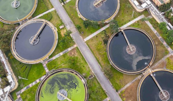 Sha Tin, Hong Kong 17 March 2019: Sewage treatment plant in Hong Kong city