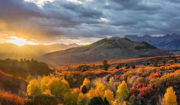 Streaming Sun Autumn Sunrise - Dallas Divide near Ridgway Colorado