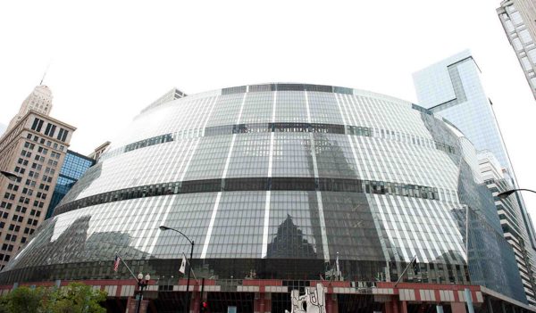 James R Thompson Center in Randolph St in the Loop, Chicago, Illinois. It houses the offices of Illinois State Government and is a contemporary architectural building in Chicago.