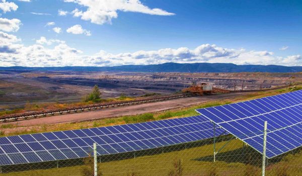 Coal mine with solar energy panels