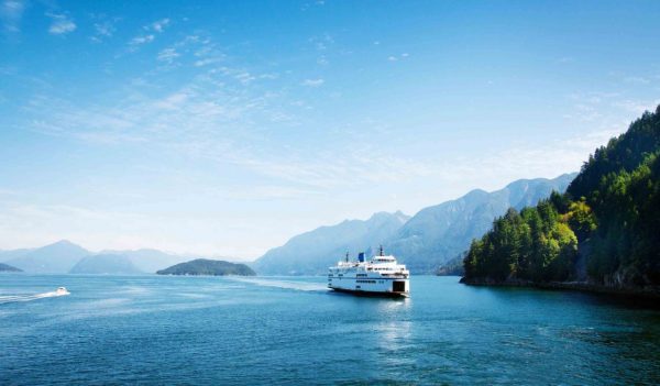 Ferry in the ocean.