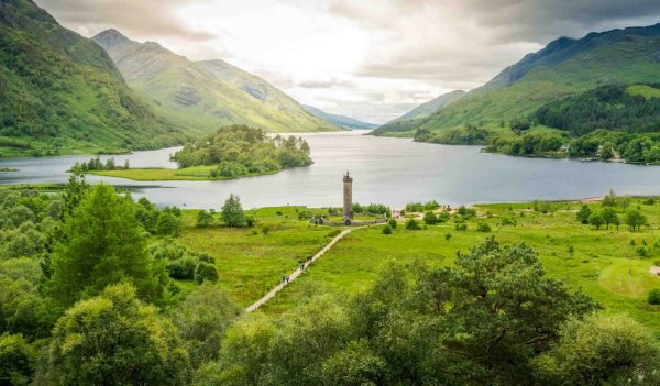 Glenfinnan Monument, at the head of Loch Shiel, Inverness-shire, Scotland.