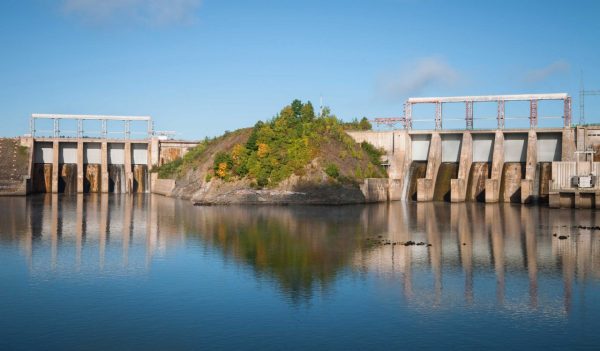 Hydropower dam spill gates.