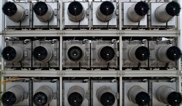 Close-up of carbon dioxide removal machines.