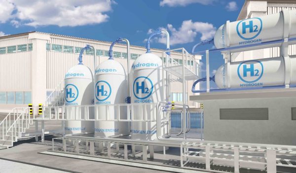 Rendering of a hydrogen storage plant.