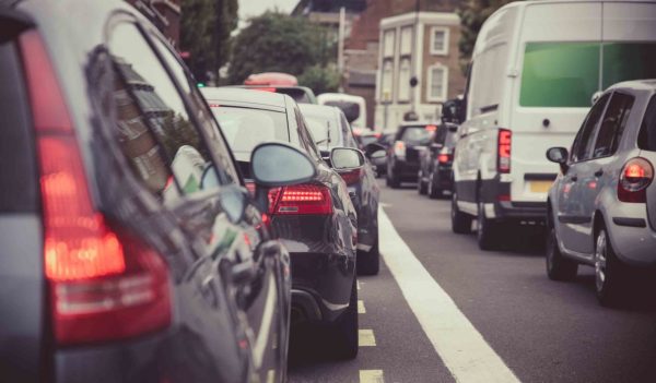 Heavy traffic on a London street