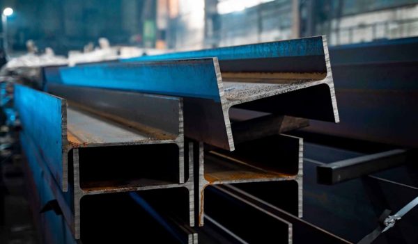 Large metal beams in the production area