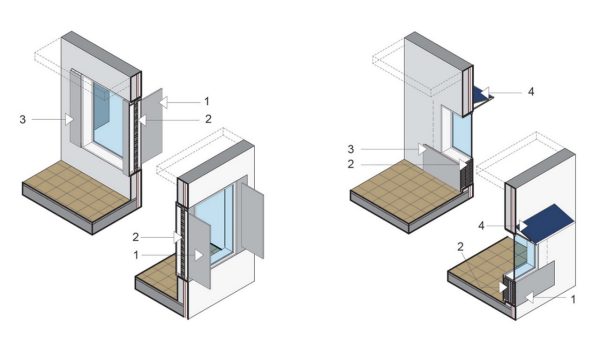 Diagram of opaque facade with a window.