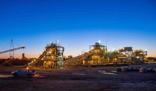 Night view of a copper mine head in NSW Australia