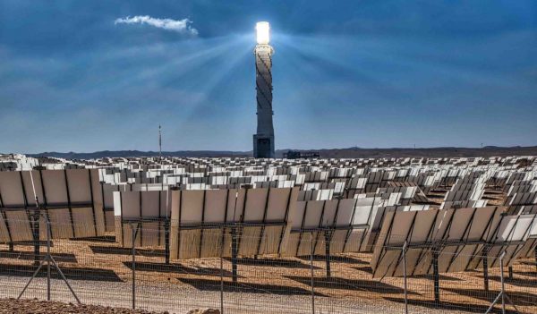 Solar panels in a field.