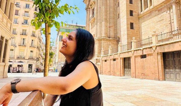 Aakanksha Khatri in a courtyard.