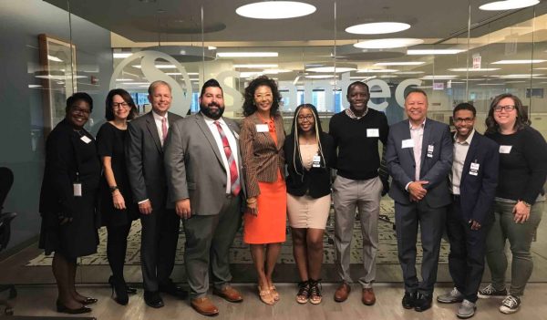 Carla Artis with attendees of a small business forum.