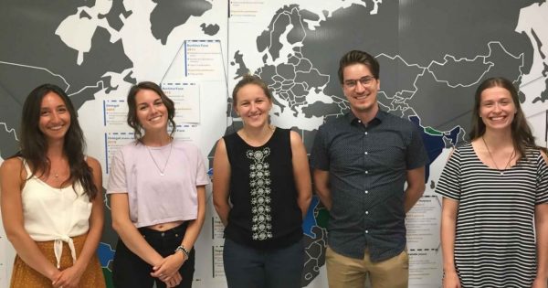 Julien Durand with the EWB team: Véronique Gisondi, Mélodie Vignealt, Annabelle Boinet, Julien, Arianne Provost-Savard