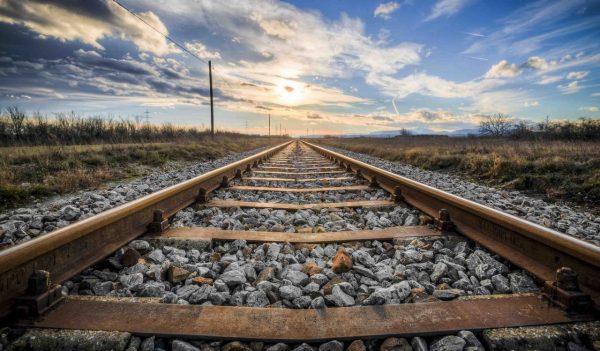 rail tracks leading into the distance