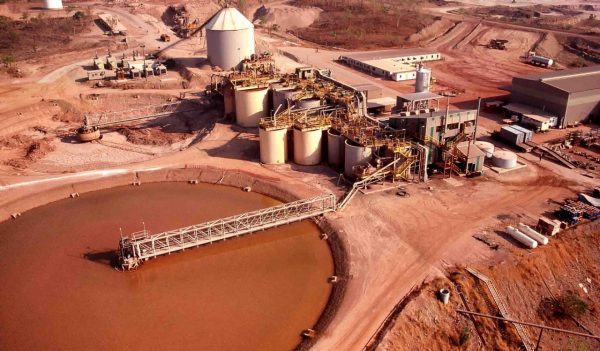 Aerial view of the tailings dam and processing plant of a Gold mine in the Northern Territory of Australia