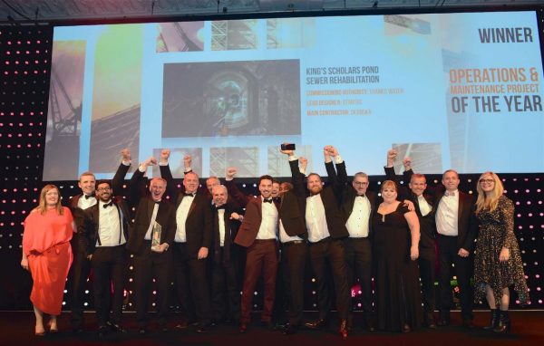 Stantec, Thames Water and Skanska teams accepting BCIA award