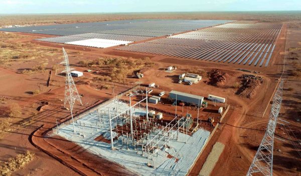 Aerial view of the solar farm and transmission station