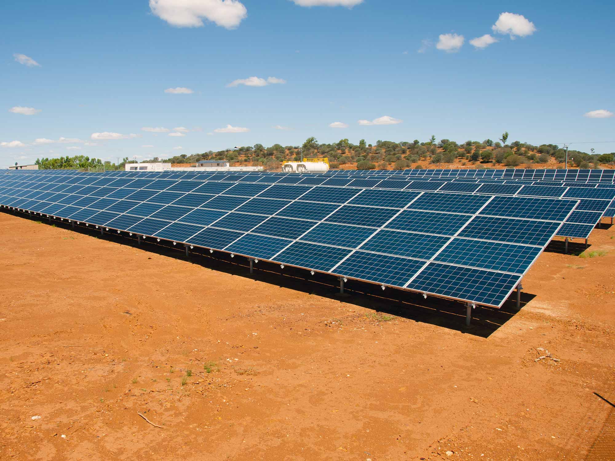 Solar panels in a rural area