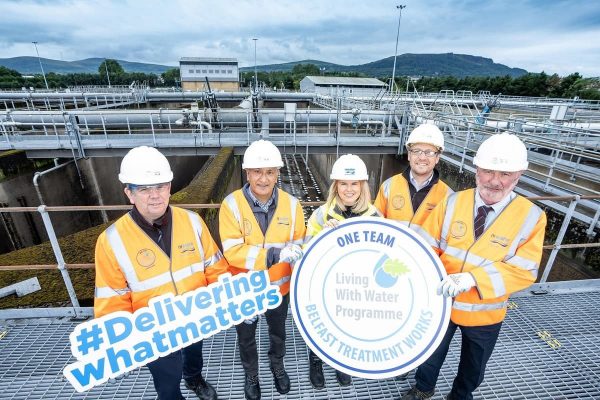 Left to right: Adrian Petticrew Kier-Bam, Narinder Sunner Stantec, Sara Venning CEO NI Water, Stephen Harding McAdam Design, and Tom Standring MWH Treatment