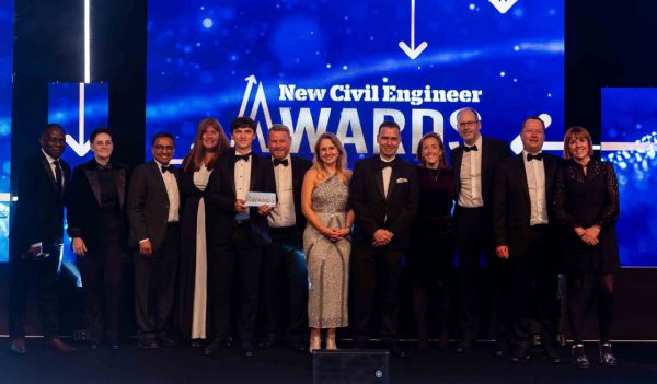 Left to right: NCE Presenter, Stantec’s Claire Brown, Sushrut Joshi, Liz Chapman, Matthew Chandler, Neil Croxton, Gill Blandin-Ellis, Dave Roberts, Isabel Felstead, Chris Digman, Ben Elsworth and NCE Presenter.