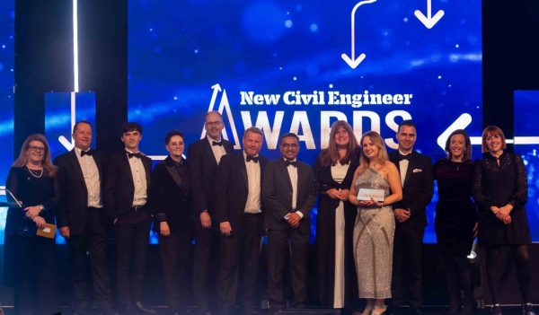 Left to right: NCE Presenter, Stantec's Ben Elsworth, Matthew Chandler, Claire Brown, Chris Digman, Neil Croxton, Sushrut Joshi, Liz Chapman, Gill Blandin-Ellis, Dave Roberts, Isabel Felstead and NCE Presenter.