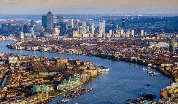 Aerial view picture of the London city landscape