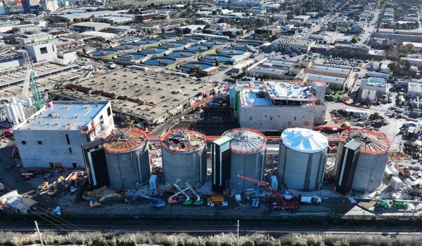 Digesters on a water treatment site under construction