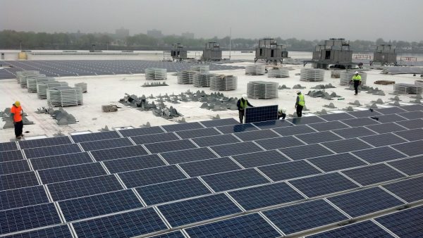 Solar panels being installed